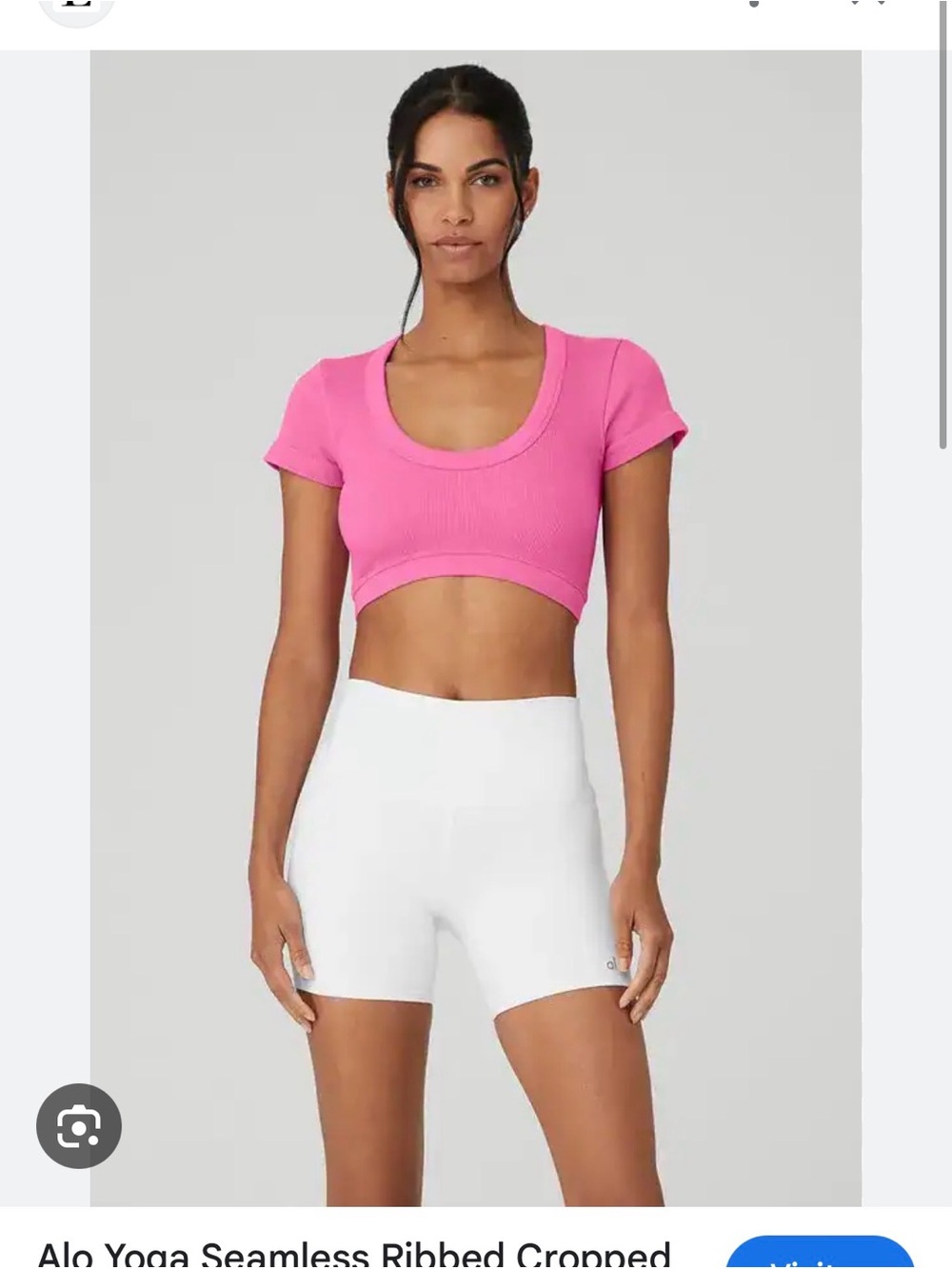 ALO Yoga Pink Ribbed Seamless Cropped Tee